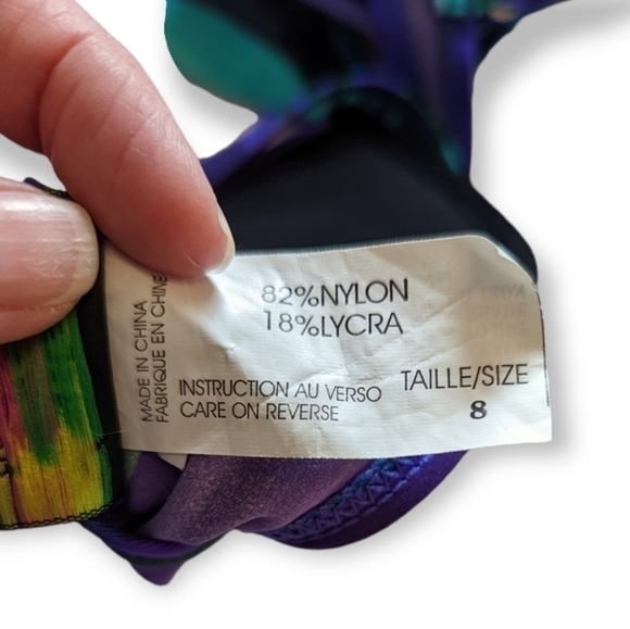 Bikini Bay Bikini Top - Purple & Teal - Sz 8 - Picture 6 of 6